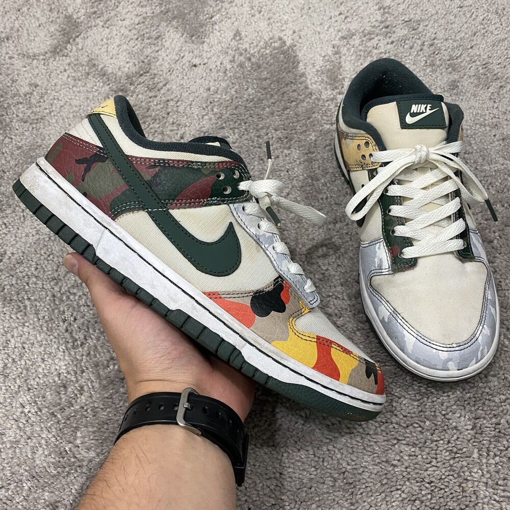 Nike Dunk Low SE Sail Multi Camo Men's Size 7.5 Sneakers DH0957-100